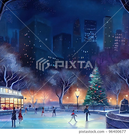Christmas ice rink in the center of New York on Christmas night 96400677