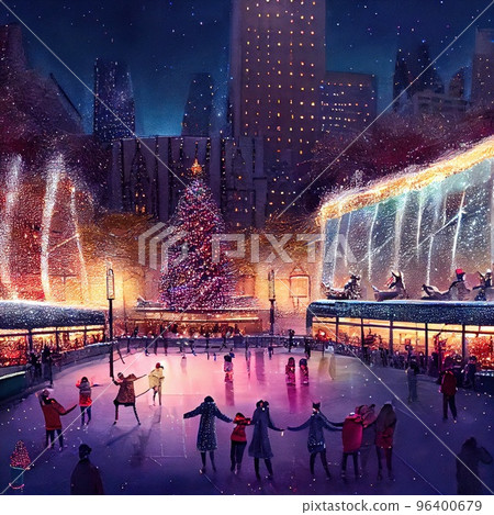 Christmas ice rink in the center of New York on Christmas night Christmas ice rink in the center of New York on Christmas night 96400679