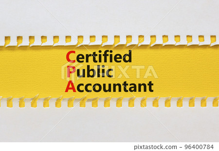 CPA certified public accountant symbol. Concept words CPA certified public accountant on yellow paper on a beautiful white background. Business and CPA certified public accountant concept. Copy space CPA certified public accountant symbol. Concept words CPA certified public accountant on yellow paper on a beautiful white background. Business and CPA certified public accountant concept. Copy space 96400784