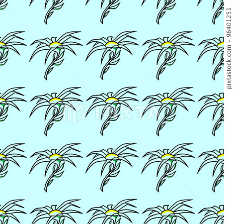 seamless floral pattern of black contour flowers on a green background, texture, repeat pattern, design seamless floral pattern of black contour flowers on a green background, texture, repeat pattern, design 96401251