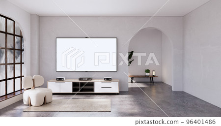 Wooden cabinet in Muji empty room, Japandi minimal designs. 3D rendering 96401486