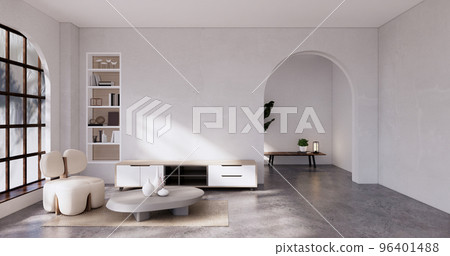 Wooden cabinet in Muji empty room, Japandi minimal designs. 3D rendering Wooden cabinet in Muji empty room, Japandi minimal designs. 3D rendering 96401488