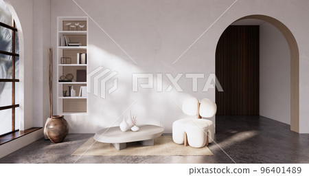 Muji sofa and decoration wabisabi on japandi room interior .3D rendering Muji sofa and decoration wabisabi on japandi room interior .3D rendering 96401489