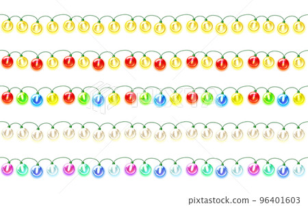 Set of colorful garland, festive decorations. Glowing christmas lights isolated on white Set of colorful garland, festive decorations. Glowing christmas lights isolated on white 96401603