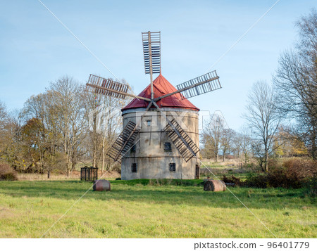 Wind mill Svetlik, technical museum house. Historical windmill in holland style Wind mill Svetlik, technical museum house. Historical windmill in holland style 96401779