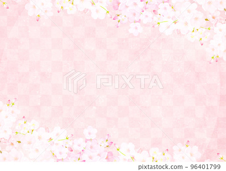 Beautiful cherry blossoms-Pink color-Checkered pattern-Japanese paper wallpaper-Gorgeous background material frame Beautiful cherry blossoms-Pink color-Checkered pattern-Japanese paper wallpaper-Gorgeous background material frame 96401799