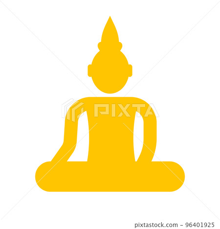Golden Buddha statue icon. vector. 96401925