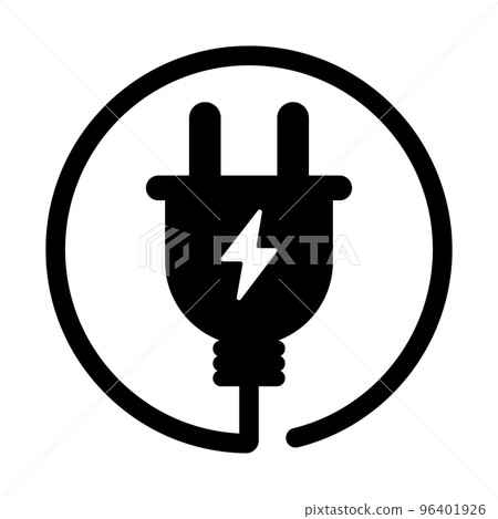 Charging outlet icon. curled cable. vector. 96401926