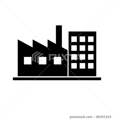 Factory and building silhouette icon. factory area. vector. 96401934