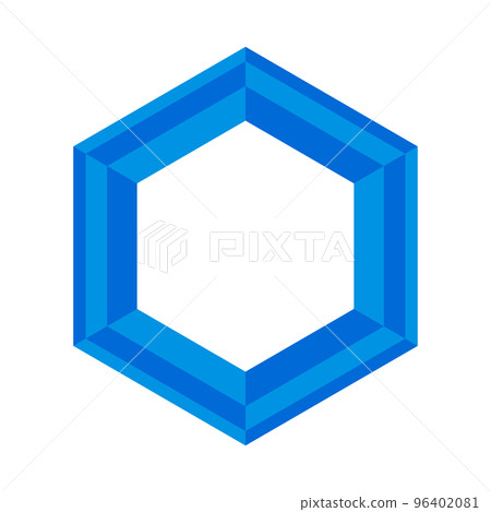 Blue hexagon logo. fashionable ring. vector. Blue hexagon logo. fashionable ring. vector. 96402081