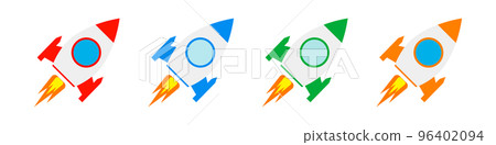 火箭發射圖標集。導彈圖標。向量。 火箭發射圖標集。導彈圖標。向量。 96402094