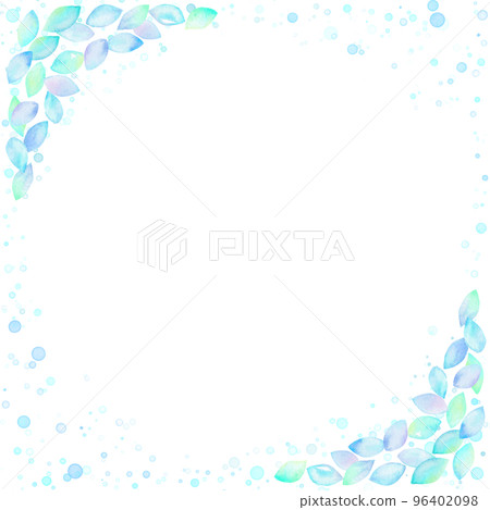 一個很酷的藍色珠寶框架。帶有飛濺水滴的背景材料。 96402098