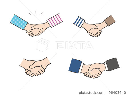 Hand-drawn illustration set of shaking hands (color) 96403640