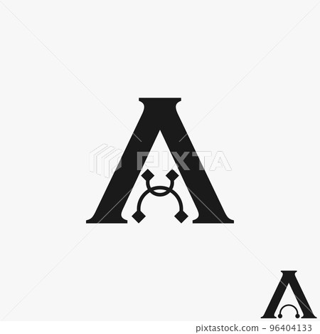 Simple and unique letter or word A serif font with semicircle line tech flip image graphic icon logo design abstract concept vector stock. Can be used as symbol related to initial or monogram 96404133