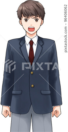 A male student who gets angry with his mouth wide open A male student who gets angry with his mouth wide open 96406062