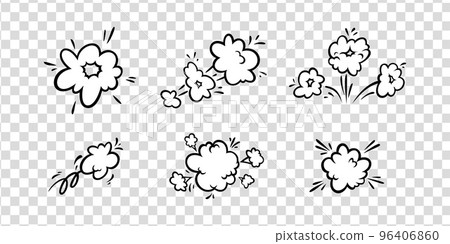 Comic boom effect clouds. Set of explosion bubbles and smoke. Vector illustration 96406860