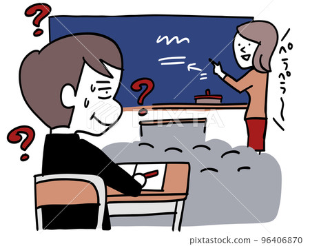 A male student who can't keep up with classes in the classroom 96406870