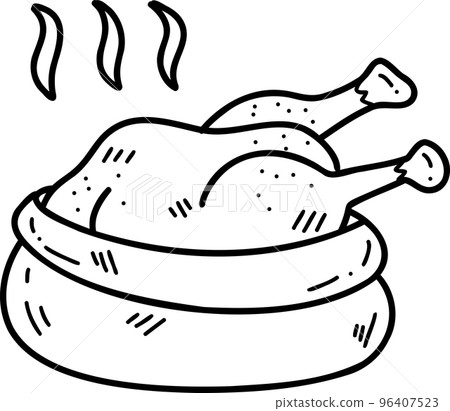 Hand Drawn Roast Turkey illustration 96407523