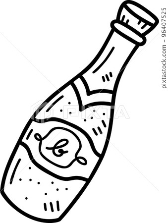 Hand Drawn Celebration wine bottle illustration 96407525