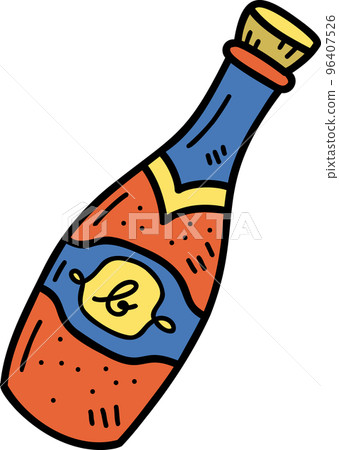 Hand Drawn Celebration wine bottle illustration 96407526