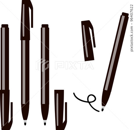 Black ink felt-tip pen illustration set Black ink felt-tip pen illustration set 96407622