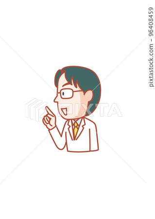 一個穿白大褂的男人在解釋一些難以理解的事情 96408459