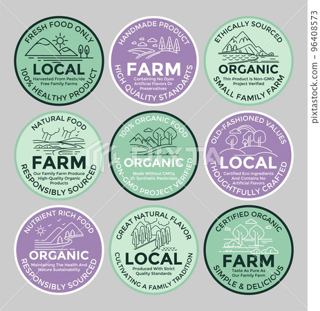 Packaging label design set for local farm product 96408573