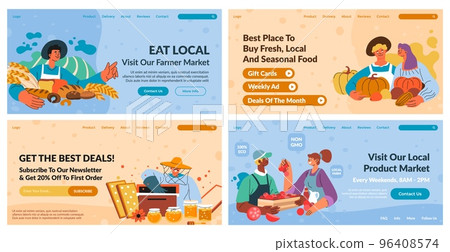 Web banner design set with farmers market ad 96408574