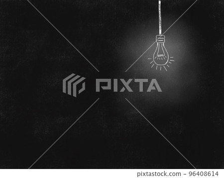 White lightbulb line drawing on black background illustration 96408614