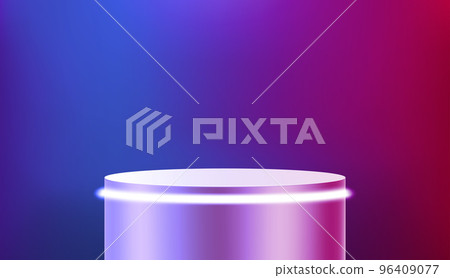 Show case with neon podium. 3d vector illustration 96409077