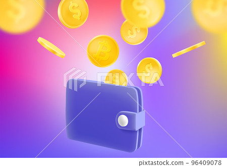 Wallet with golden coins vector illustration. Spend money concept Wallet with golden coins vector illustration. Spend money concept 96409078