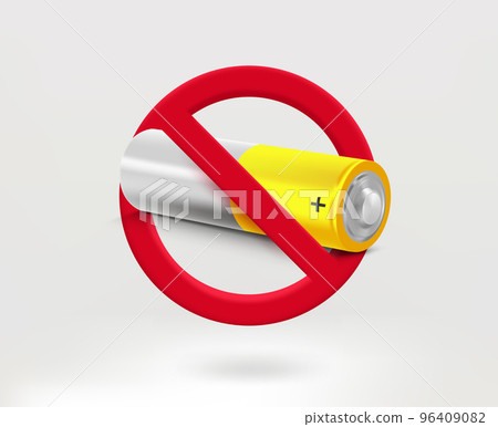 Do not throw away batteries concept with battery icon. 3d vector illustration 96409082