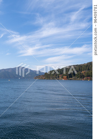 Lake Ashi and Mount Fuji seen from Hakone Bay Lake Ashi and Mount Fuji seen from Hakone Bay 96409781