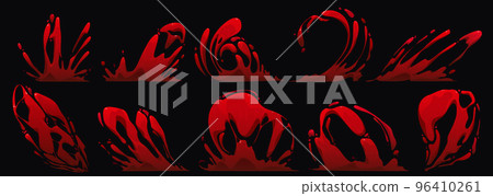 Blood splash, vfx game video animation effect, set Blood splash, vfx game video animation effect, set 96410261