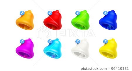 3d render notification bells, color unread message 96410381