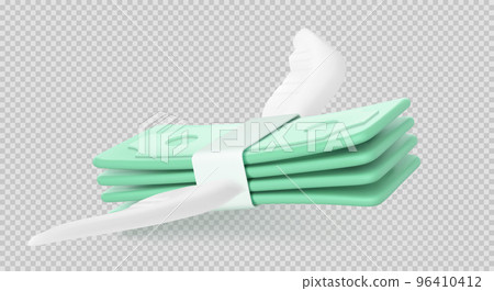 3d render money fly dollars stack with white wings 96410412