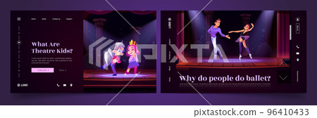 Theater and ballet club landing page template set Theater and ballet club landing page template set 96410433