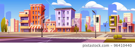 City street road intersection with traffic lights 96410440