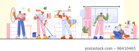 Cleaning service workers cleanup home or office 96410465