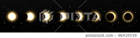 Solar eclipse in different phases 96410539