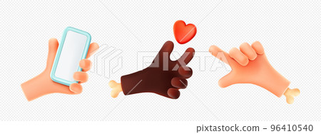 3d render hand gestures, black and white palms 96410540