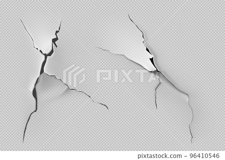 Crack of paint or paper on transparent background 96410546