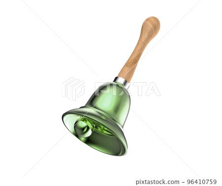 Isolated traditional green Christmas bell with brown wooden handle Isolated traditional green Christmas bell with brown wooden handle 96410759