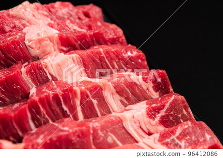Close-up image of Japanese black beef Close-up image of Japanese black beef 96412086