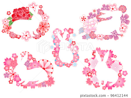 2023 Japanese style rabbit silhouette New Year's card 96412144