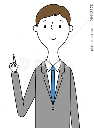 young businessman pointing up young businessman pointing up 96412378