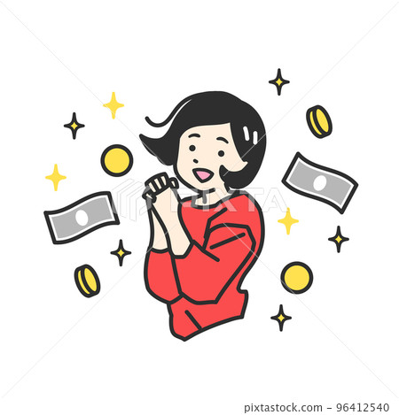 A woman who is happy to get a lot of money 96412540