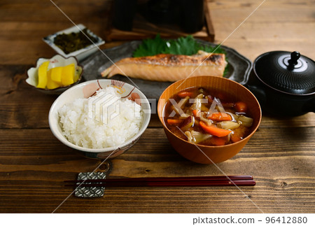A table of one soup and two dishes A table of one soup and two dishes 96412880