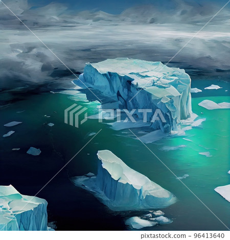 Huge icebergs in the sea, top view Huge icebergs in the sea, top view 96413640