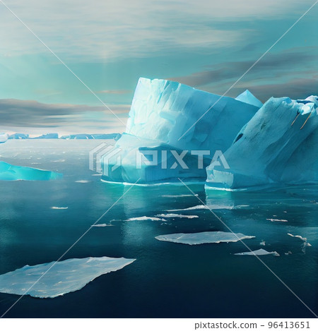 Huge icebergs in the sea, top view Huge icebergs in the sea, top view 96413651